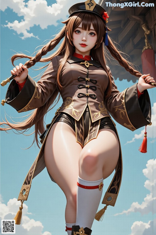 A woman in a chinese costume holding a sword.
